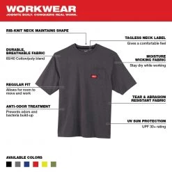 Milwaukee Men's Large Gray Heavy Duty Cotton/Polyester Short-Sleeve Pocket T-Shirt -Workwear Sales Store milwaukee t shirts 601g l 40 1000