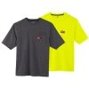 Milwaukee Men's X-Large Gray and High Visibility Heavy-Duty Cotton/Polyester Short-Sleeve Pocket T-Shirt (2-Pack)