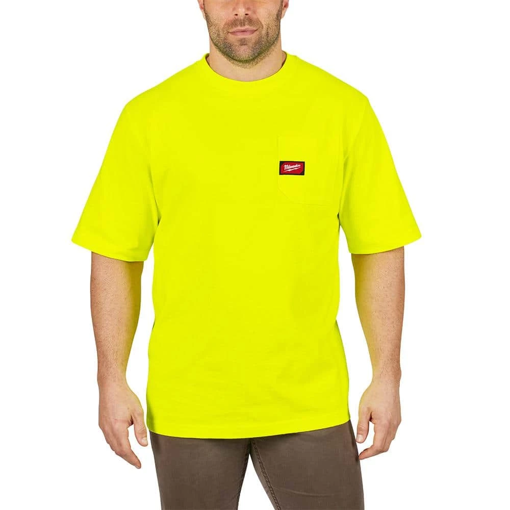 Milwaukee Men's 2X-Large High Visibility Heavy-Duty Cotton/Polyester Short-Sleeve Pocket T-Shirt (4-Pack) 6 Milwaukee Men's 2X-Large High Visibility Heavy-Duty Cotton/Polyester Short-Sleeve Pocket T-Shirt (4-Pack) - Image 6