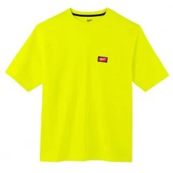 Milwaukee Men's Small High Visibility Heavy-Duty Cotton/Polyester Short-Sleeve Pocket T-Shirt
