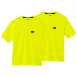Milwaukee Men's X-Large High Visibility Heavy-Duty Cotton/Polyester Short-Sleeve Pocket T-Shirt (2-Pack)