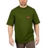 Milwaukee Men's 2X-Large Olive Green Heavy-Duty Cotton/Polyester Short-Sleeve Pocket T-Shirt