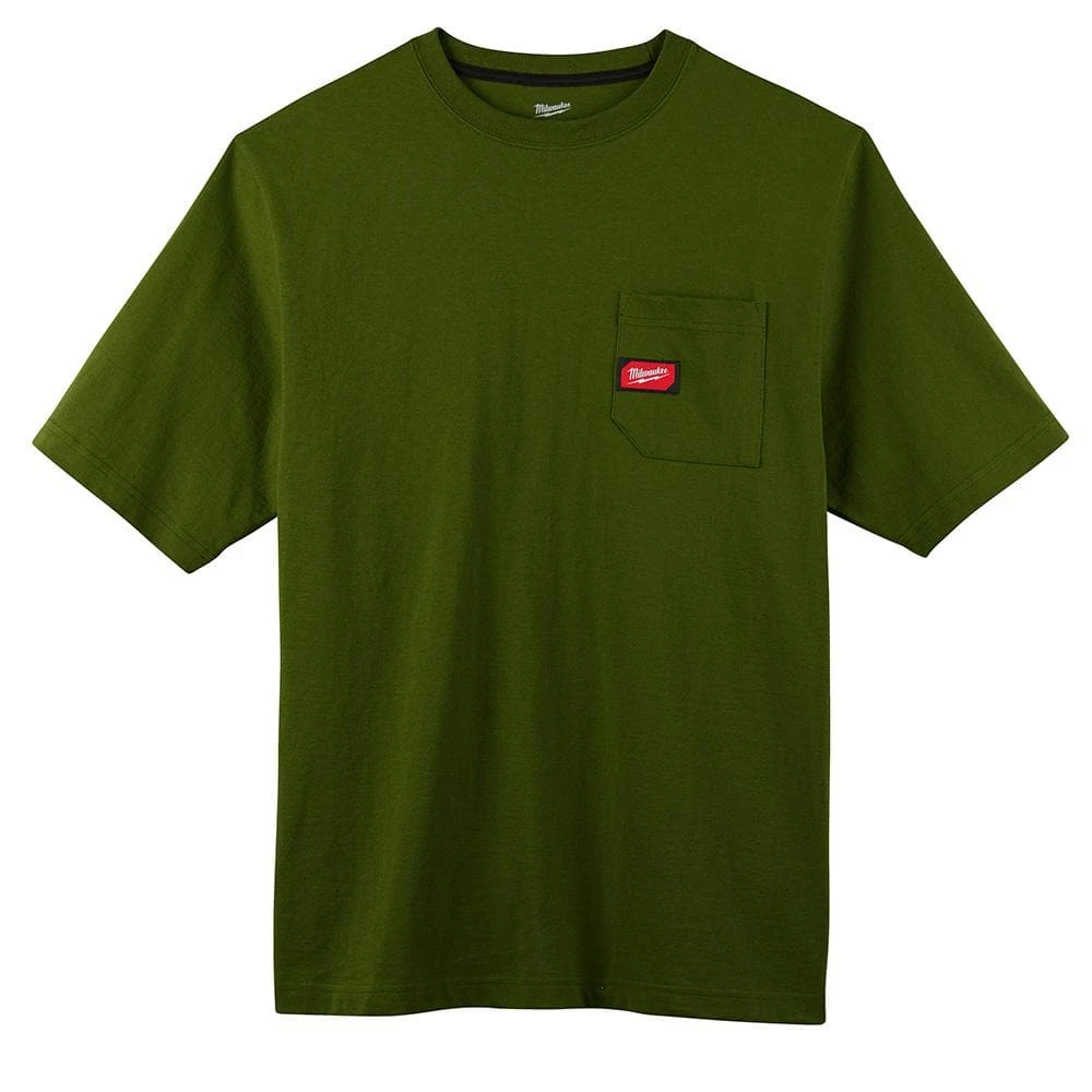 Milwaukee Men's Large Olive Green Heavy-Duty Cotton/Polyester Short-Sleeve Pocket T-Shirt (2-Pack) 6 Milwaukee Men's Large Olive Green Heavy-Duty Cotton/Polyester Short-Sleeve Pocket T-Shirt (2-Pack) - Image 6