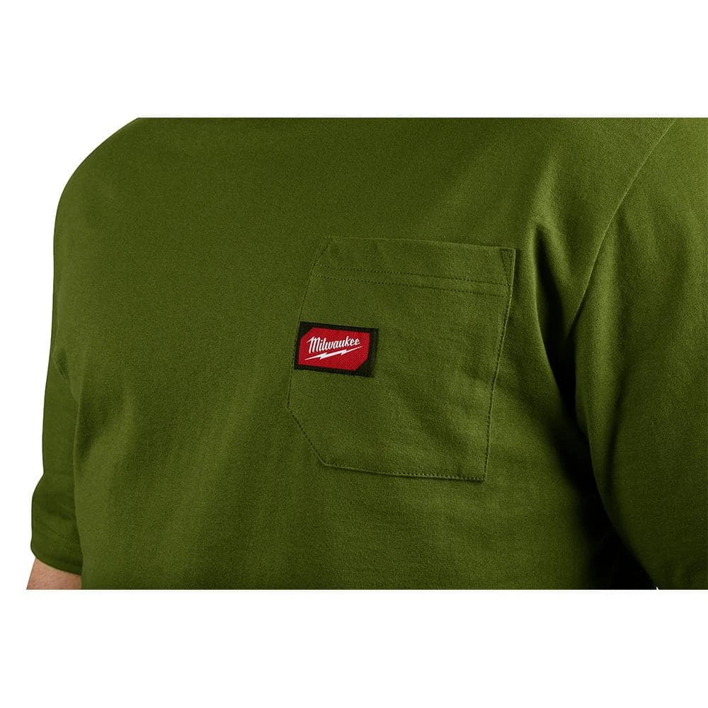 Milwaukee Men's Large Olive Green Heavy-Duty Cotton/Polyester Short-Sleeve Pocket T-Shirt (2-Pack) 8 Milwaukee Men's Large Olive Green Heavy-Duty Cotton/Polyester Short-Sleeve Pocket T-Shirt (2-Pack) - Image 8