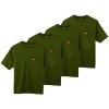 Milwaukee Men's Large Olive Green Heavy-Duty Cotton/Polyester Short-Sleeve Pocket T-Shirt (4-Pack)