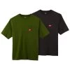 Milwaukee Men's Small Olive Green and Black Heavy-Duty Cotton/Polyester Short-Sleeve Pocket T-Shirt (2-Pack)