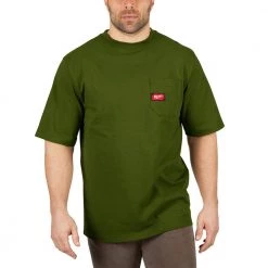 Milwaukee Men's Small Olive Green Heavy Duty Cotton/Polyester Short-Sleeve Pocket T-Shirt