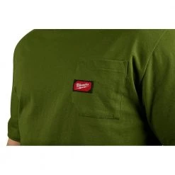Milwaukee Men's X-Large Olive Green Heavy-Duty Cotton/Polyester Short-Sleeve Pocket T-Shirt -Workwear Sales Store milwaukee t shirts 601og xl c3 1000