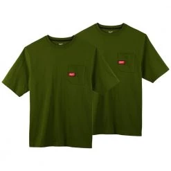 Milwaukee Men's X-Large Olive Green Heavy-Duty Cotton/Polyester Short-Sleeve Pocket T-Shirt (2-Pack)