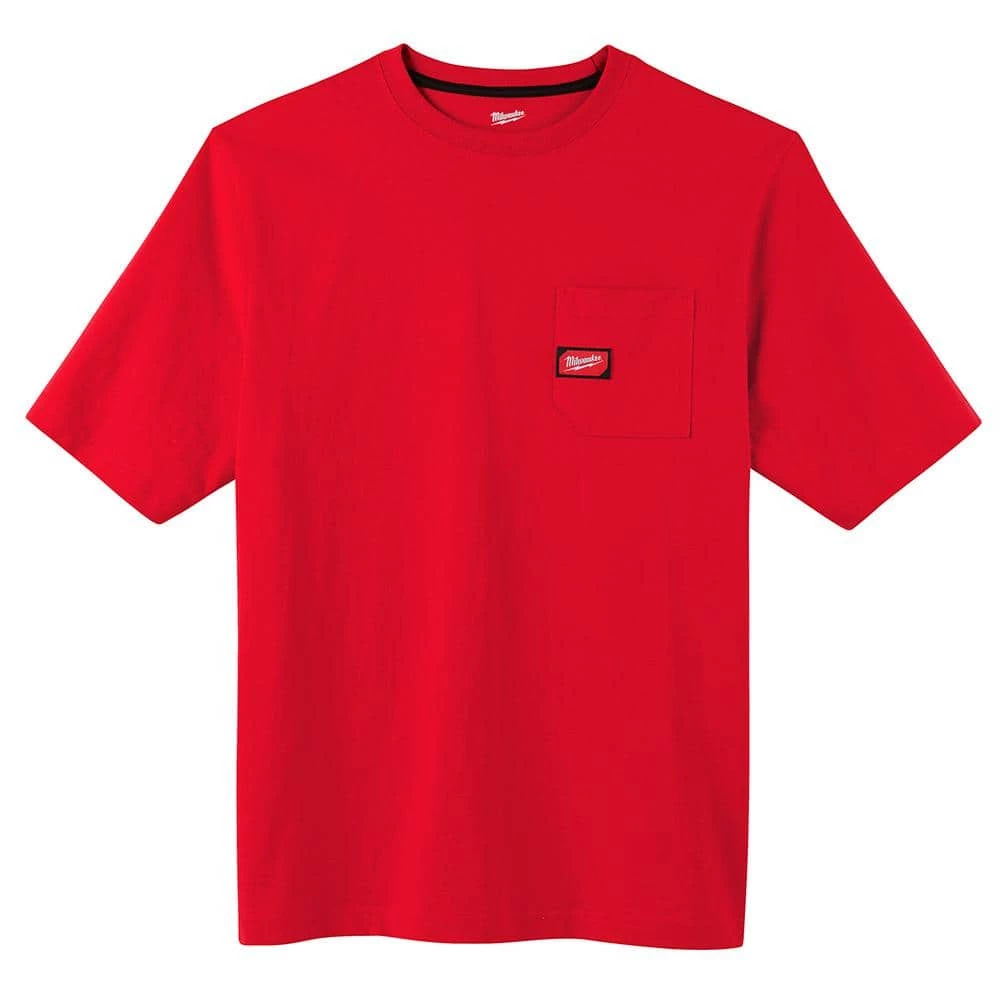 Milwaukee Men's 3X-Large Red Heavy-Duty Cotton/Polyester Short-Sleeve Pocket T-Shirt 1 Milwaukee Men's 3X-Large Red Heavy-Duty Cotton/Polyester Short-Sleeve Pocket T-Shirt