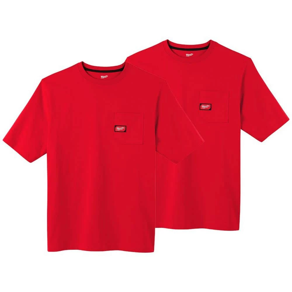 Milwaukee Men's 3X-Large Red Heavy-Duty Cotton/Polyester Short-Sleeve Pocket T-Shirt (2-Pack) 1 Milwaukee Men's 3X-Large Red Heavy-Duty Cotton/Polyester Short-Sleeve Pocket T-Shirt (2-Pack)