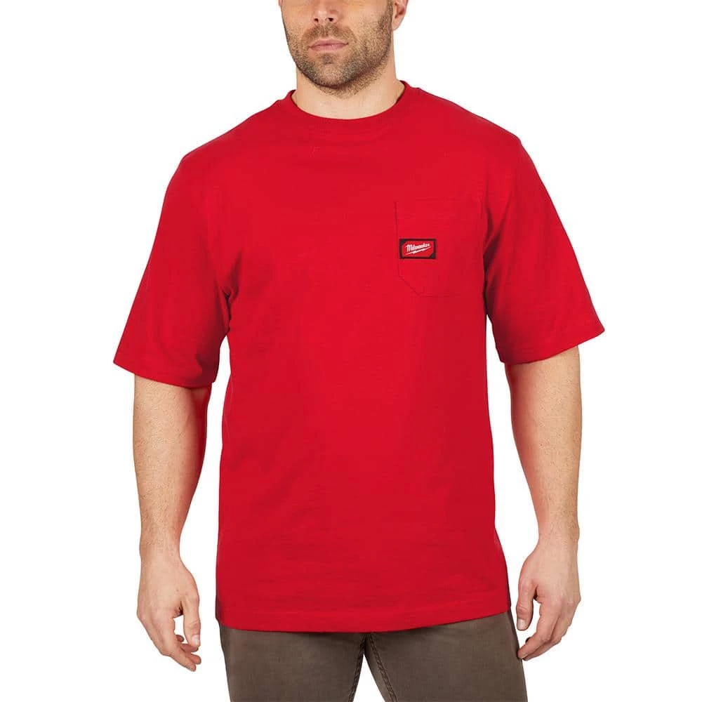 Milwaukee Men's Large Red Heavy-Duty Cotton/Polyester Short-Sleeve Pocket T-Shirt (2-Pack) 6 Milwaukee Men's Large Red Heavy-Duty Cotton/Polyester Short-Sleeve Pocket T-Shirt (2-Pack) - Image 6