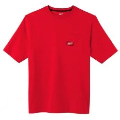 Milwaukee Men's X-Large Red Heavy-Duty Cotton/Polyester Short-Sleeve Pocket T-Shirt