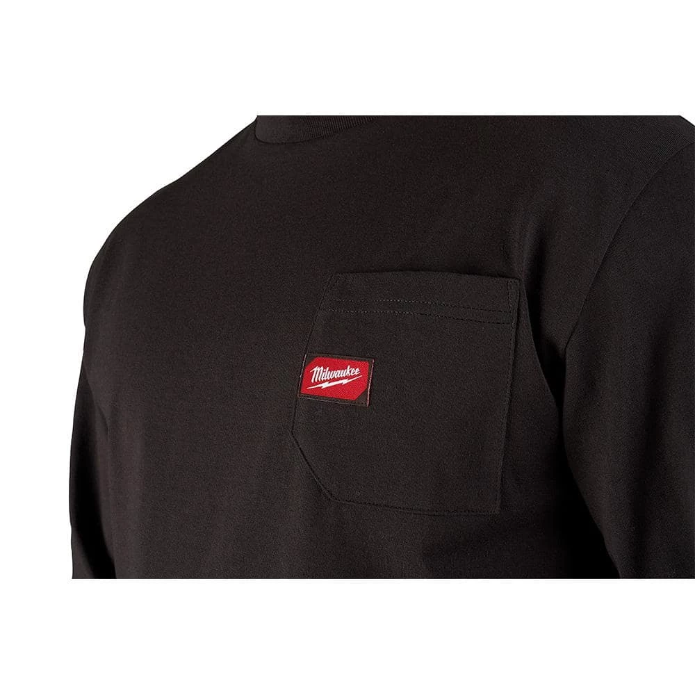 Milwaukee Men's Large Black Heavy-Duty Cotton/Polyester Long-Sleeve Pocket T-Shirt (4-Pack) 8 Milwaukee Men's Large Black Heavy-Duty Cotton/Polyester Long-Sleeve Pocket T-Shirt (4-Pack) - Image 8