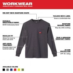 Milwaukee Men's X-Large Black and Gray Heavy-Duty Cotton/Polyester Long-Sleeve Pocket T-Shirt (2-Pack) -Workwear Sales Store milwaukee t shirts 602b xl 602g xl 40 1000