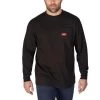 Milwaukee Men's X-Large Black Heavy Duty Cotton/Polyester Long-Sleeve Pocket T-Shirt