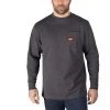 Milwaukee Men's 2X-Large Gray Heavy-Duty Cotton/Polyester Long-Sleeve Pocket T-Shirt