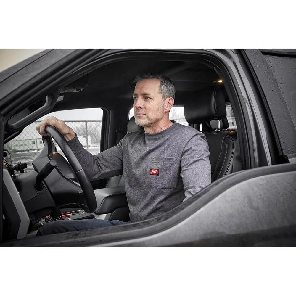 Milwaukee Men's Large Gray Heavy-Duty Cotton/Polyester Long-Sleeve Pocket T-Shirt (2-Pack) 9 Milwaukee Men's Large Gray Heavy-Duty Cotton/Polyester Long-Sleeve Pocket T-Shirt (2-Pack) - Image 9