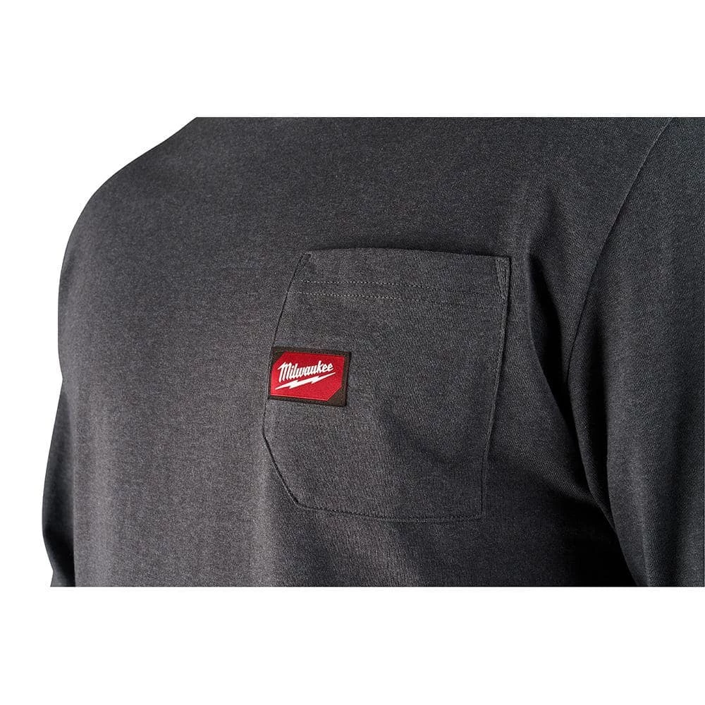 Milwaukee Men's Large Gray Heavy-Duty Cotton/Polyester Long-Sleeve Pocket T-Shirt (2-Pack) 8 Milwaukee Men's Large Gray Heavy-Duty Cotton/Polyester Long-Sleeve Pocket T-Shirt (2-Pack) - Image 8