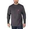 Milwaukee Men's Medium Gray Heavy-Duty Cotton/Polyester Long-Sleeve Pocket T-Shirt