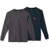 Milwaukee Men's X-Large Gray and Blue Heavy-Duty Cotton/Polyester Long-Sleeve Pocket T-Shirt (2-Pack)