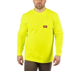 Milwaukee Men's 2X-Large High Visibility Heavy-Duty Cotton/Polyester Long-Sleeve Pocket T-Shirt