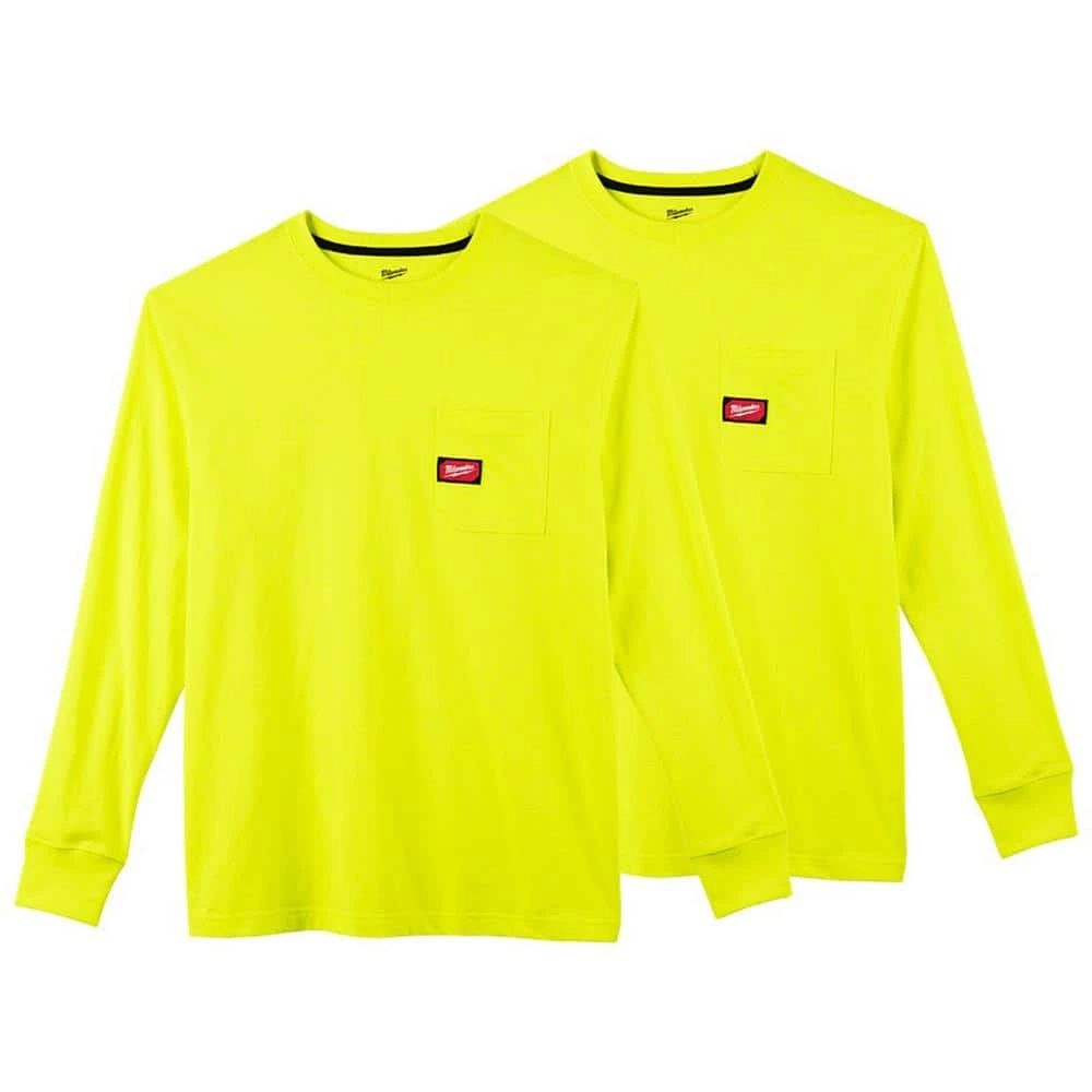 Milwaukee Men's 3X-Large High Visibility Heavy-Duty Cotton/Polyester Long-Sleeve Pocket T-Shirt (2-Pack) 1 Milwaukee Men's 3X-Large High Visibility Heavy-Duty Cotton/Polyester Long-Sleeve Pocket T-Shirt (2-Pack)
