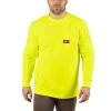 Milwaukee Men's Small High Visibility Heavy-Duty Cotton/Polyester Long-Sleeve Pocket T-Shirt