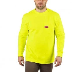 Milwaukee Men's X-Large High Visibility Heavy-Duty Cotton/Polyester Long-Sleeve Pocket T-Shirt
