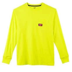 Milwaukee Men's X-Large High Visibility Heavy-Duty Cotton/Polyester Long-Sleeve Pocket T-Shirt (2-Pack) -Workwear Sales Store milwaukee t shirts 602hv xl x2 66 1000