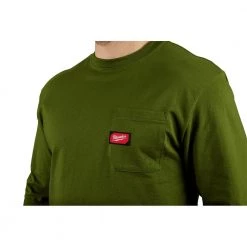 Milwaukee Men's Small Olive Green Heavy-Duty Cotton/Polyester Long-Sleeve Pocket T-Shirt -Workwear Sales Store milwaukee t shirts 602og s c3 1000