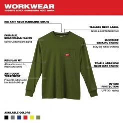 Milwaukee Men's X-Large Olive Green Heavy-Duty Cotton/Polyester Long-Sleeve Pocket T-Shirt -Workwear Sales Store milwaukee t shirts 602og xl 40 1000