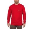 Milwaukee Men's 2X-Large Red Heavy-Duty Cotton/Polyester Long-Sleeve Pocket T-Shirt