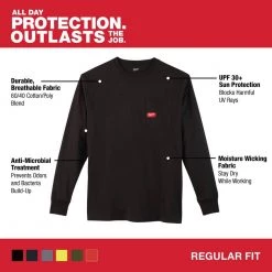 Milwaukee Men's Large Red Heavy-Duty Cotton/Polyester Long-Sleeve Pocket T-Shirt -Workwear Sales Store milwaukee t shirts 602r l 77 1000