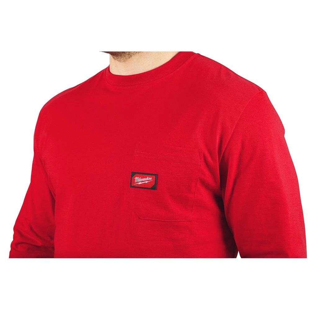 Milwaukee Men's Large Red Heavy-Duty Cotton/Polyester Long-Sleeve Pocket T-Shirt (2-Pack) 8 Milwaukee Men's Large Red Heavy-Duty Cotton/Polyester Long-Sleeve Pocket T-Shirt (2-Pack) - Image 8
