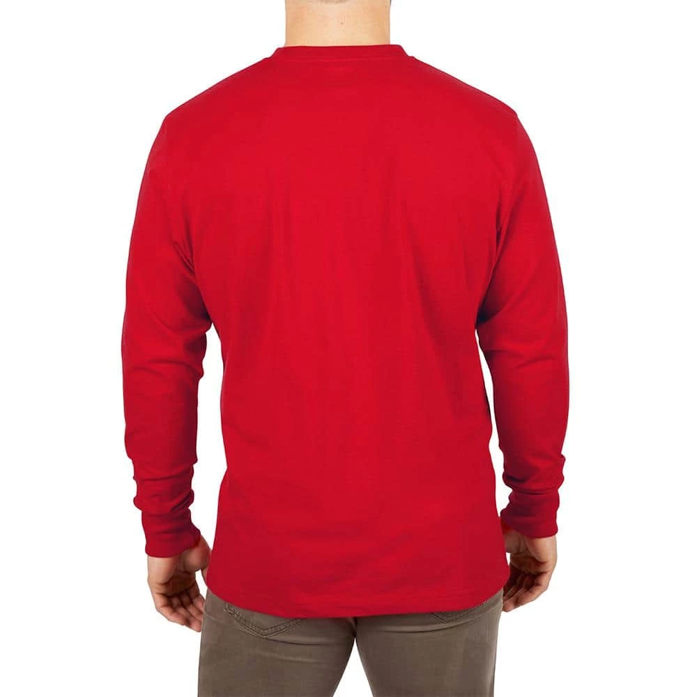 Milwaukee Men's Medium Red Heavy-Duty Cotton/Polyester Long-Sleeve Pocket T-Shirt (2-Pack) 5 Milwaukee Men's Medium Red Heavy-Duty Cotton/Polyester Long-Sleeve Pocket T-Shirt (2-Pack) - Image 5