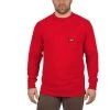 Milwaukee Men's X-Large Red Heavy-Duty Cotton/Polyester Long-Sleeve Pocket T-Shirt
