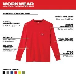 Milwaukee Men's X-Large Red Heavy-Duty Cotton/Polyester Long-Sleeve Pocket T-Shirt (2-Pack) -Workwear Sales Store milwaukee t shirts 602r xl x2 40 1000