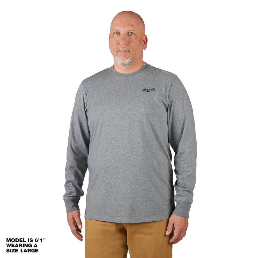 Milwaukee Men's Large Gray Cotton/Polyester Long-Sleeve Hybrid Work T-Shirt 1 Milwaukee Men's Large Gray Cotton/Polyester Long-Sleeve Hybrid Work T-Shirt