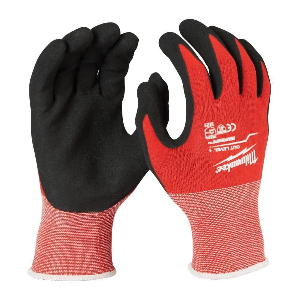 Milwaukee Small Red Nitrile Level 1 Cut Resistant Dipped Work Gloves 2 Milwaukee Small Red Nitrile Level 1 Cut Resistant Dipped Work Gloves - Image 2
