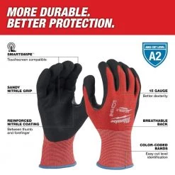 Milwaukee Large Red Nitrile Level 2 Cut Resistant Dipped Work Gloves (12-Pack) -Workwear Sales Store milwaukee work gloves 48 22 8927b 40 1000