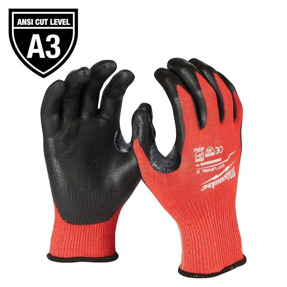 Milwaukee Medium Red Nitrile Level 3 Cut Resistant Dipped Work Gloves 1 Milwaukee Medium Red Nitrile Level 3 Cut Resistant Dipped Work Gloves