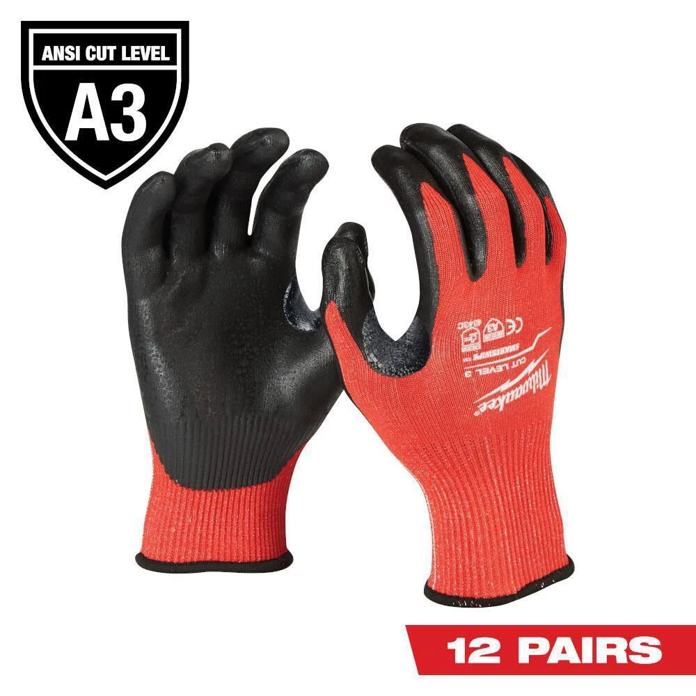Milwaukee X-Large Red Nitrile Level 3 Cut Resistant Dipped Work Gloves (12-Pack) 2 Milwaukee X-Large Red Nitrile Level 3 Cut Resistant Dipped Work Gloves (12-Pack) - Image 2