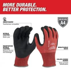 Milwaukee Large Red Nitrile Level 4 Cut Resistant Dipped Work Gloves (12-Pack) -Workwear Sales Store milwaukee work gloves 48 22 8947b 40 1000