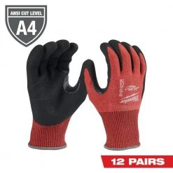 Milwaukee Large Red Nitrile Level 4 Cut Resistant Dipped Work Gloves (12-Pack)