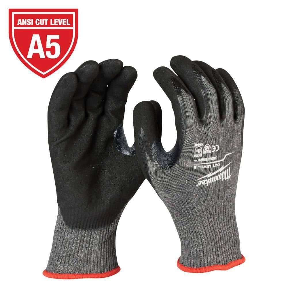 Milwaukee Large Gray Nitrile Level 5 Cut Resistant Dipped Work Gloves 2 Milwaukee Large Gray Nitrile Level 5 Cut Resistant Dipped Work Gloves - Image 2