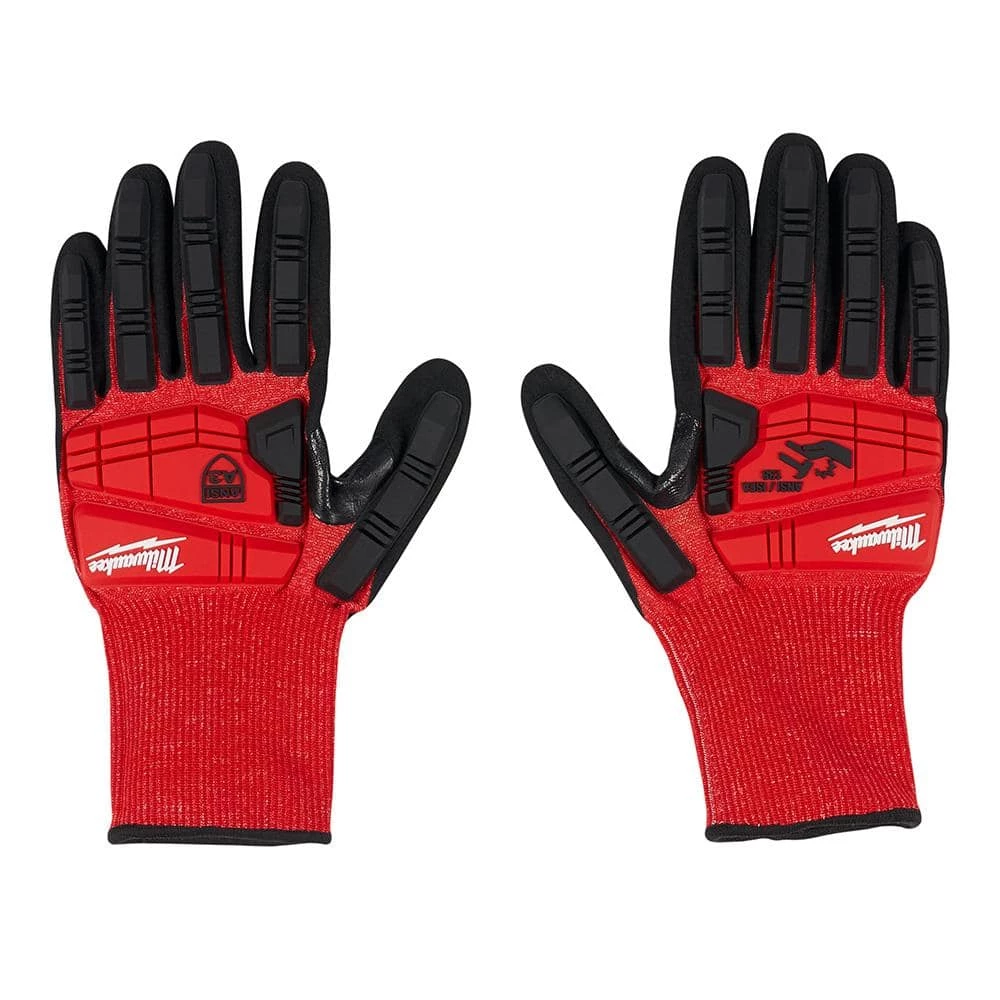 Milwaukee Large Red Nitrile Impact Level 3 Cut Resistant Dipped Work Gloves 3 Milwaukee Large Red Nitrile Impact Level 3 Cut Resistant Dipped Work Gloves - Image 3