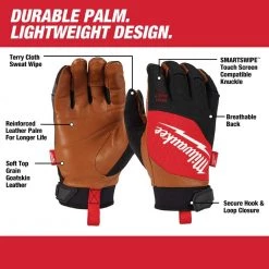 Milwaukee Large Goatskin Leather Performance Work Gloves -Workwear Sales Store milwaukee work gloves 48 73 0022 40 1000