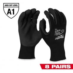 Milwaukee Large Black Nitrile Level 1 Cut Resistant Dipped Work Gloves (8-Pack)