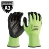 Milwaukee Large High Visibility Level 3 Cut Resistant Polyurethane Dipped Work Gloves